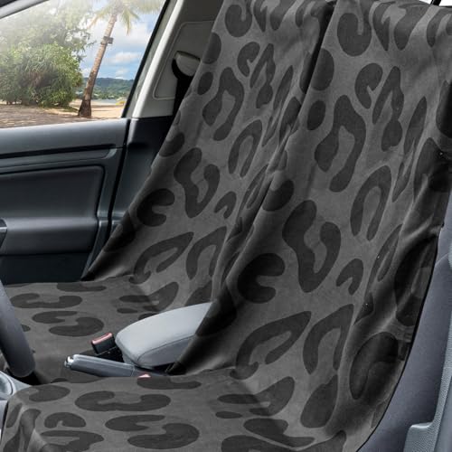 Hahafelt Car Seat Towel Covers with Storage Bag, 63 x 32 Inch Universal Non Slip Waterproof Sweat Protector for Car Truck, Gym Swimming Running, Machine Washable(2 Pack,Black Leopard) - style: Black Leopard