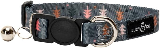 Lucy & Co. Take a Hike Breakaway Cat Collar with Bell – Designer Print Adjustable Safety Collar for Cats, Kittens & Small Dogs, Lightweight Pet Collar for Boy & Girl Cats – Small