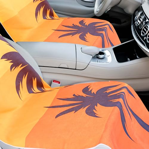 Hahafelt Car Seat Towel Covers with Storage Bag, 63 x 32 Inch Universal Non Slip Waterproof Sweat Protector for Car Truck, Gym Swimming Running, Machine Washable(2 Pack,Beach Palm Trees) - style: Beach Palm Trees