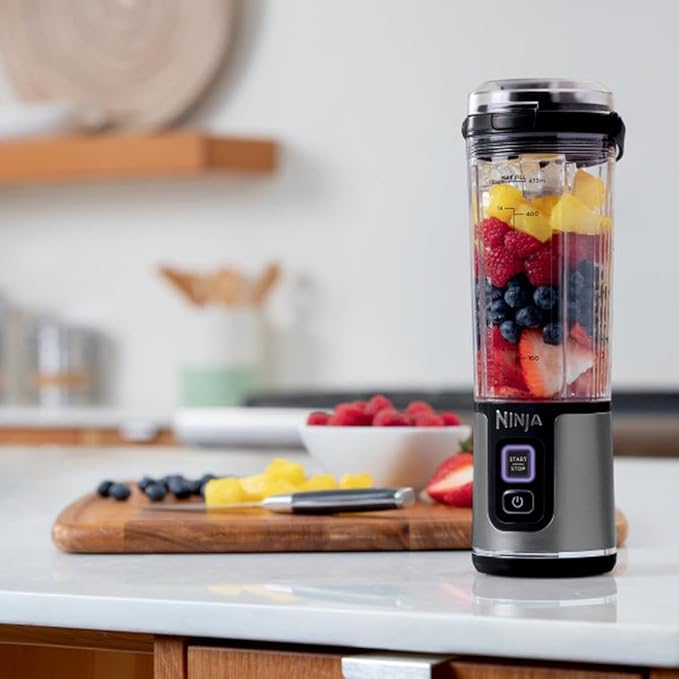 Ninja BC151BK Blast Portable Blender, Cordless, 18oz. Vessel, Personal Blender-for Shakes & Smoothies, BPA Free, Leakproof-Lid & Sip Spout, USB-C Rechargeable, Dishwasher Safe Parts, Black (Renewed)