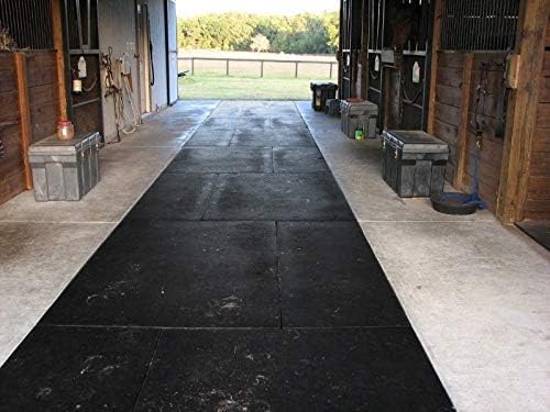 American Floor Mats - Heavy Duty Stall Tiles - Stable/Horse Tiles - Thick, Durable Rubber Flooring Solid Black 8' x 12' Set 3/8" Thick (24 Tiles Total)
