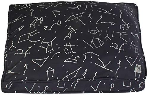 Molly Mutt Sheepy Wool Crate Mat - 100% Cotton Canvas Cover with Temperature-Regulating 100% Natural Wool-Filled Insert Dog Bed - Soft & Supportive Wool-Filled Bed - (36"x24"x2.5", Rocketman)