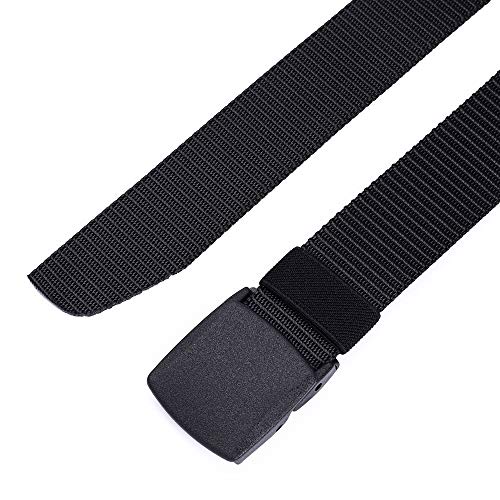 Mile High Life | Nylon Web Belt | Outdoor Military Belt | TSA Safe Buckle Plastic/Metal - color: Black-khaki
