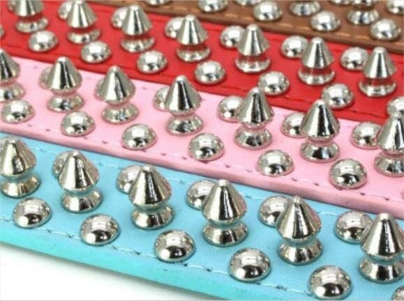 Spiked Dog Collar Soft Pu Leather Mushrooms Rivet Spike Studded Puppy Adjustable Pet Collars for Small Breeds (S, Yellow)