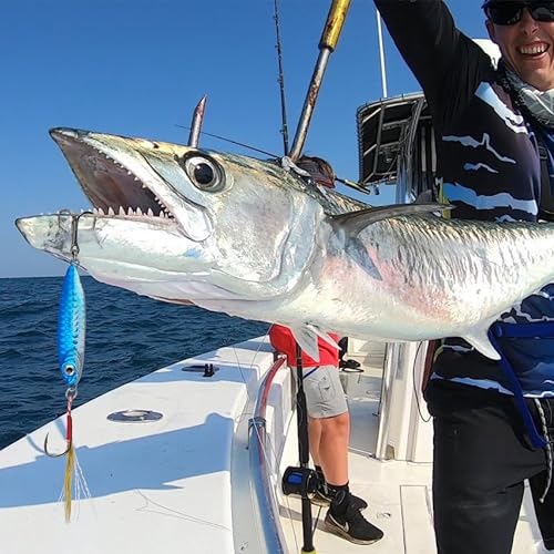 Saltwater Jig Fishing Lures - Stripe Bass Jigs, Metal Lead Spoon Jigging Baits with Sharp Hooks for Tuna Salmon Grouper Sea