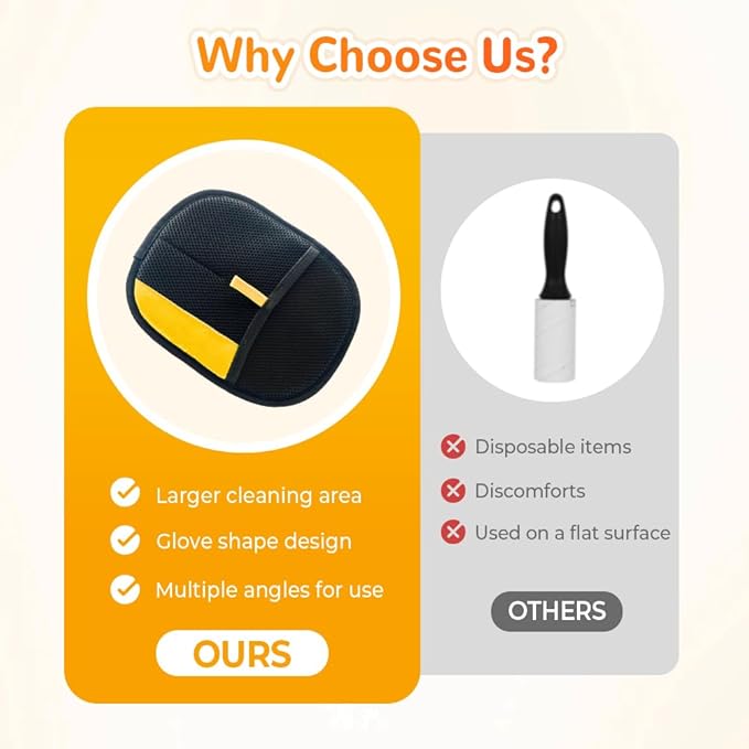 2025 Upgrade Pet Hair Remover Gloves, Reusable Cat Dog Grooming Gloves Pet Hair Remover Electrostatic Gloves, Premium Efficient Pet Hands on for Dogs, Cats & Horses with Long and Short Hair Fur (3)