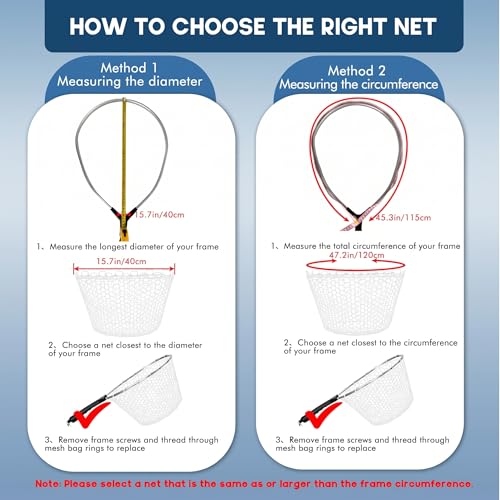 Riverruns Rubber Net Replacement with Repair Kit Fly Fishing Net Replacement Knotless Netting Bag for Rubber Fishing Net, Catch & Release - color: Black, size: 15.7" Dia x 13.8" Depth (47.2" Circumference)