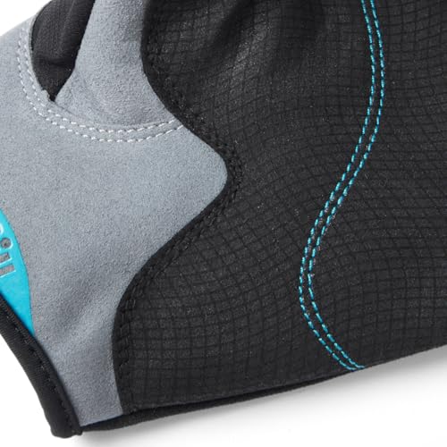 Gill Deckhand Sailing Gloves Short Finger with 3/4 Length Fingers - 50+ UV Sun Protection & Water Repellent - color: Black/BlueJay, size: Small