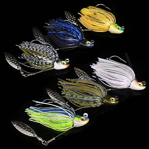 Swim-Jigs-for-Bass-Fishing-Lures Swimbait Underspin Swimming Bass Jigs 1/2 3/8 1/4 oz - color: Golden Shiner 2 Pack, size: 3/8 oz