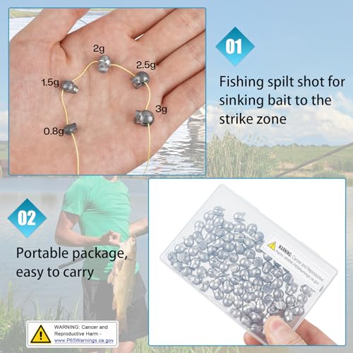 100pcs Split Shot Fishing Weights Removable Round Clip On Fly Fishing Line Sinkers Freshwater Saltwater Split Shot Fishing Sinkers Weights - style: 2.5g-100pcs