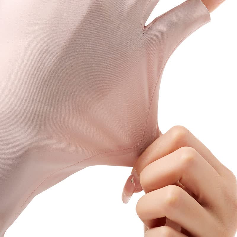 Women Fingerless Gloves Summer UV Protection Gloves Cool Ice Silky Sun Block Driving Unisex - color: Pink+blue