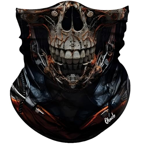 Obacle Neck Gaiter Face Mask Bandana for Dust Wind Sun Protection for Men Women - color: Skull Gray Face Open Mouth