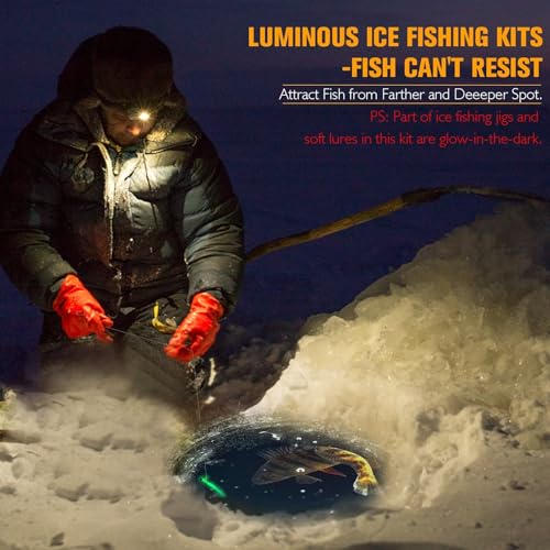 Dovesun Fishing Kit Ice Fishing Jigs Ice Fishing Lures Walleye Fishing Lures Crappie Jigs 135pcs/58pcs/45pcs/34pcs/30pcs/8pcs - color: B-Ice fishing jigs 45pcs