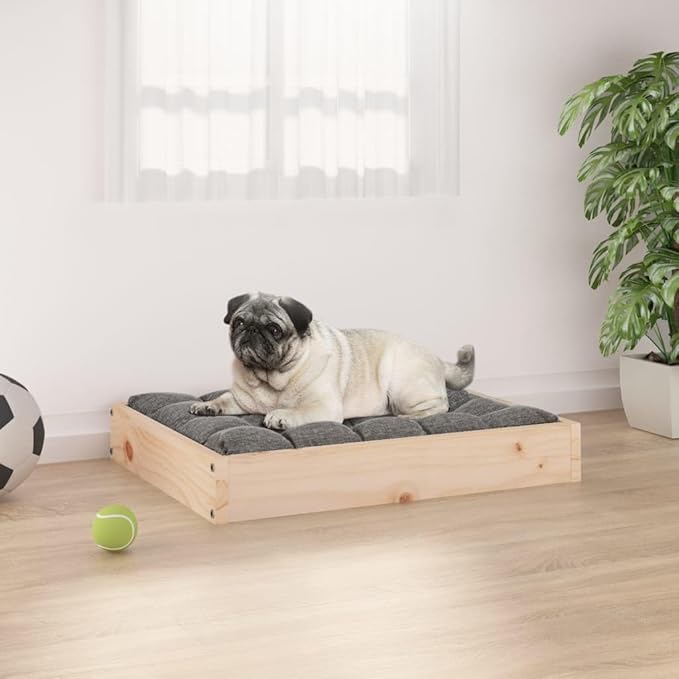 Solid Wood Pine Dog Bed, Solid Wood Pet Bed, Small Pet Furniture Cat & Dog Bed Frame, 24.2"x19.3"x3.5",-546
