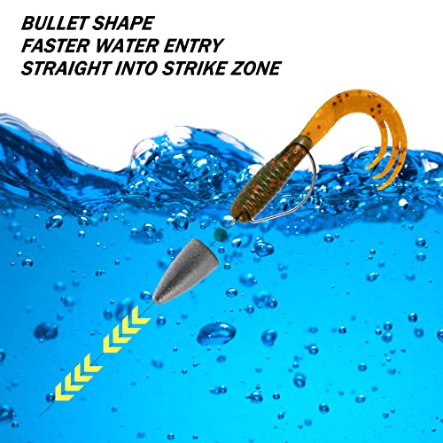 Dr.Fish 50 Pack Bullet Fishing Sinkers Worm Weights Lead Fishing Weights Bass Fishing Sinker Freshwater Texas Carolina Rig Punch Shot - size: 3/16oz-50 Pack