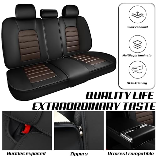 Car Seat Covers for Kia K5 2021-2026, Premium Nappa Leather, Waterproof, Anti-Slip, Full Coverage, Airbag Compatible, Breathable, All-Weather, Easy Install (5 Seats, Black&Coffee) - color: 5 Seats - Black&Coffee, size: Kia K5 2021-2026
