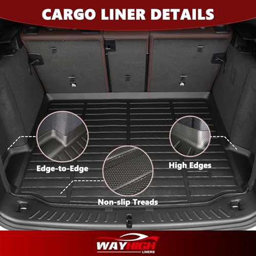 Wayhigh® Floor Mats & Cargo Liner for Buick Enclave 2018-2024, All Weather TPE Car Mats Waterproof Heavy Duty Floor Liners, Floor Mats Custom Fit for Enclave Accessories - style: 4) For Buick Enclave / 2018-2024 / Mats Set