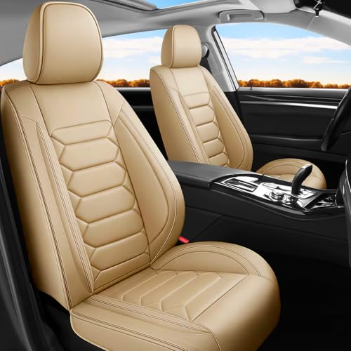 Fit Caliber Car Seat Covers (Only Front 2 Seats) Compatible with Dodge Caliber 2008 2009 2010 2011-Full Coverage Breathable Leather, Airbag Compatible, Waterproof & All-Weather, Beige - color: Front Pair F1 beige, size: Dodge-Caliber-2008-2011