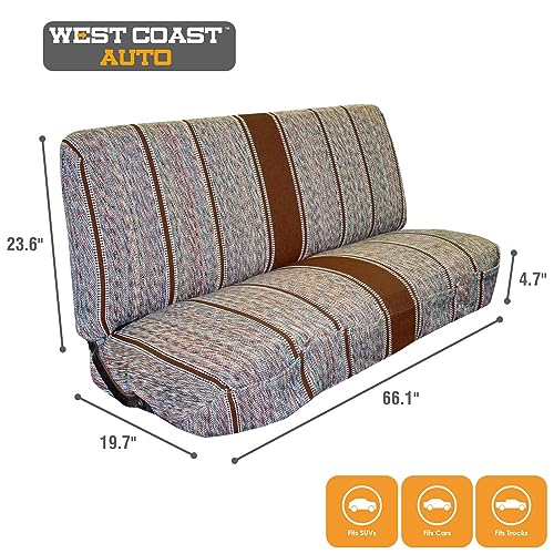 West Coast Auto Universal Baja Saddle Blanket Bench Full Size Seat Cover Fits Ford, Chevrolet, Dodge, and Full Size Pickup Trucks (Brown) - color: Brown