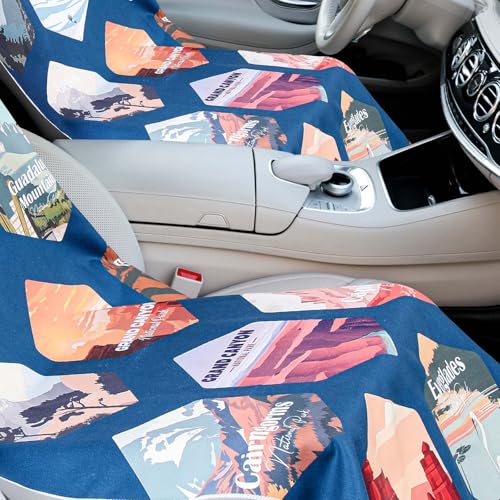 Hahafelt Car Seat Towel Covers with Storage Bag, 63 x 32 Inch Universal Non Slip Waterproof Sweat Protector for Car Truck, Gym Swimming Running, Machine Washable(2 Pack,Multi National Parks 1) - style: Multi National Parks 1