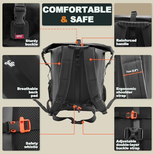 OSAH DRYPAK Waterproof Backpack Dry Bag 35L/55L/85L – Heavy Duty Roll-Top Hiking Backpack for Travel, Kayaking, Boating, Camping, Rafting and Fishing - color: Black, size: 55L