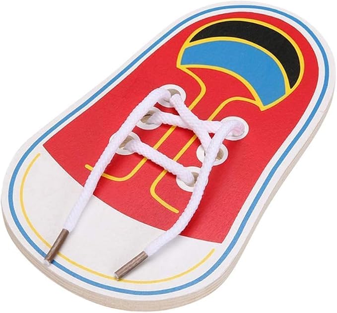 Wooden Learn to Tie Your Own Shoes Threading Lacing Shoes Training Early Learning Kits | Threading Lacing Shoes Training Board Toddler Early Learning Toy, Shoe Fasteners & Laces