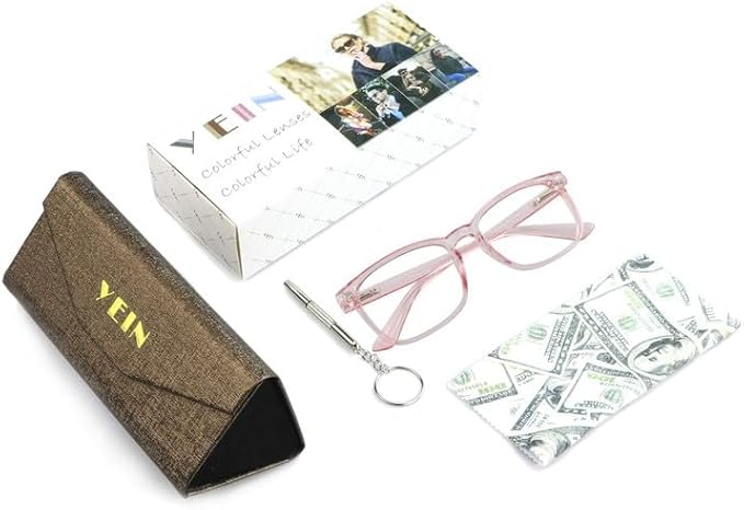 YEIN Bifocal Reading Glasses with Blue Light Blocking Lenses, Bifocal Reader for Women, Vintage Square frame with Spring Hinge (+0.75/+3.50 magnification)