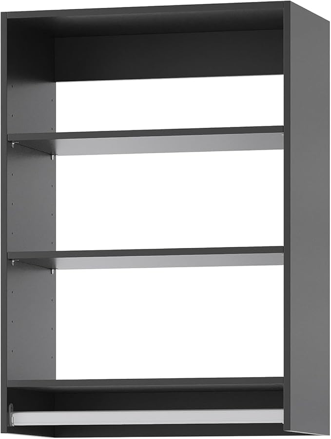 Medium Double Hanging Closet Unit, Modular Closet System, Wood Closet System Organizer with Storage for Walk in Closets, Clothing Rack Closet for Hanging Clothes, Bedroom, Black, 25.5" W