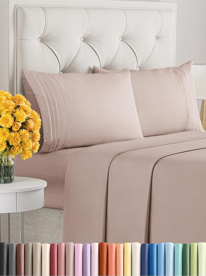 Queen Size 4 Piece Sheet Set - Extra Soft, Breathable & Cooling Sheets - Hotel Luxury Durable Bed Sheets for Women & Men - Deep Pockets, Easy-Fit & Wrinkle-Free Sheets - Dusty Pink Oeko-Tex Bed Sheets