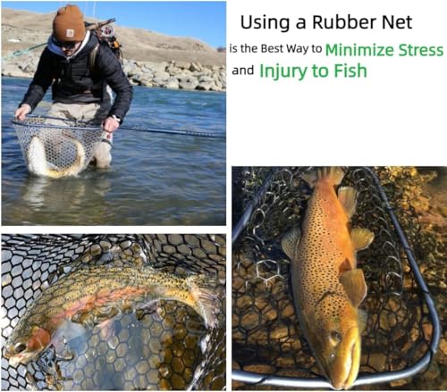 Rubber Fishing Net Replacement Hook Resist Fishing Nets for Fly Fish Landing Net, Trout Nets,Rubber Mesh Bag 4 Size - color: Black, size: XL:Fits Hoop 23.6"-25"|Net Dia.23.6"|Depth:18"