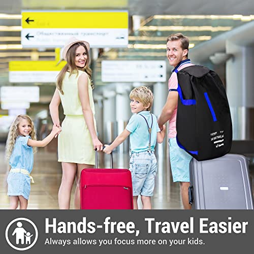 Car Seat Travel Bag Backpack for Air Travel - Karfast Universal Infant Carseat Gate Check Bag Cover for Airplane, Foldable with Pouch, Blue - color: DarkBlue