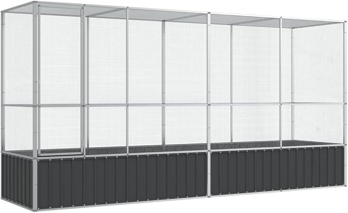 Large Bird Aviary with Extension, Outdoor Galvanized Steel Bird Cage, Galvanized Steel Outdoor Bird Aviary, Mesh Fence Bird House for Small Animals, 164.8"x42.1"x83.5"
