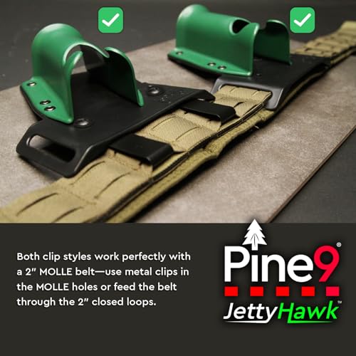 JettyHawk Fishing Rod Hip Holster, Hands-Free Quick-Draw Holder, Fits 1.5-2" Pole, for Spinning, Baitcaster, Centerpin & Surf Rods, Wading & MOLLE Belts - color: Purple w-Black Belt Clip
