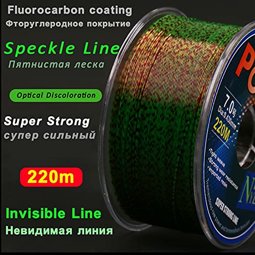 Fishing Wire 220 Meters Fluorocarbon Coated Fishing Line Spotted Line Monofilament Nylon Invisible Speckle Carp Fishing Line Nylon String (Color : 220M Green, Size : 3.5-0.305mm-20.5lb) - size: 3.5-0.305mm-20.5lb