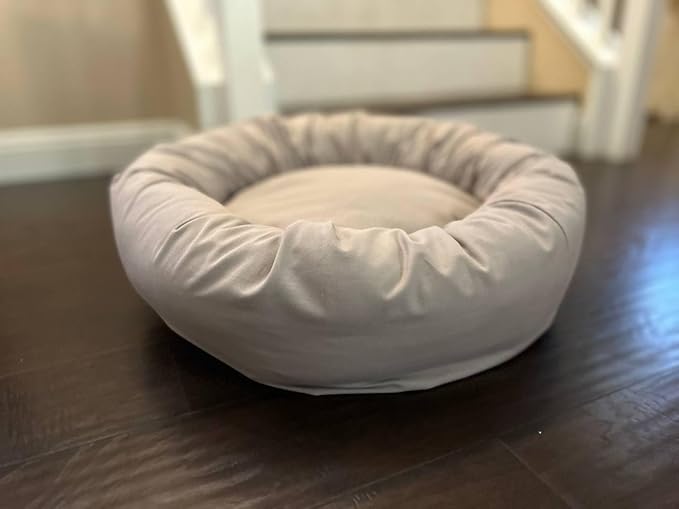 Organic Cotton Canvas Dog Bed: Removable Cover, Natural Fill - Made in USA (Gray, Small 24" x 7" inches)
