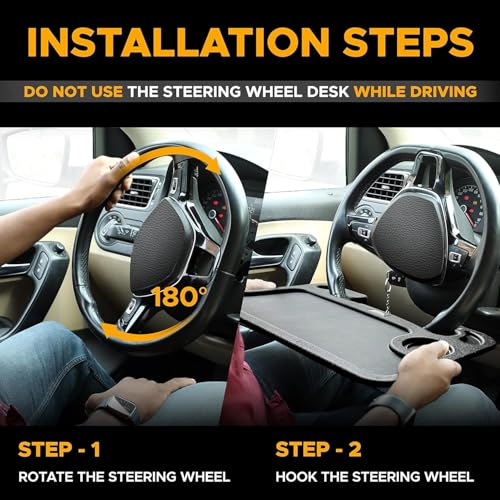 EcoNour Steering Wheel Desk for Honda CRV 2023-2024 2025 2026 2-in-1 Car Tray Table Laptop Car Mount with Pen Holder Food Tray for Eating with Drinks Holder, Multipurpose Travel Car Accessories - size: Fit For Honda CRV 2023-2026