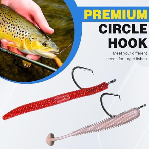 Circle Hooks Saltwater,100pcs Catfish Hooks Offset Circle Octopus Fishing Hooks High Carbon Steel 2X Strong Barbed Fishhooks for Bass Trout Freshwater Saltwater - size: 100pcs-6/0