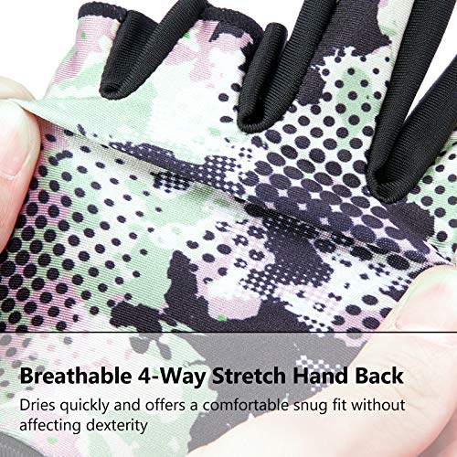 BASSDASH Astro Fishing Gloves Men’s Women’s Fingerless Gloves for Game Fishing Kayaking Paddling Sailing MTB - color: Black Spot Camo, size: Large