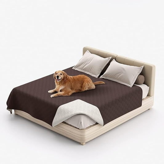Waterproof Dog Bed Covers for Couch Protection, Water-Resistant Soft Dog Pet Blanket Anti-Slip Dog Blanket for Bed, for Furniture Bed Couch Sofa (Brown,96x82inch)
