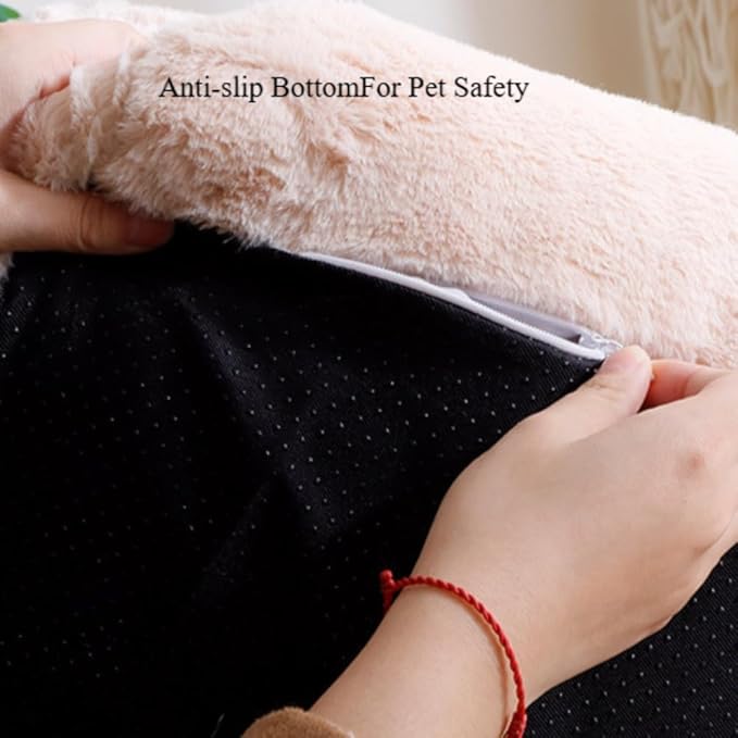 Soft Fluffy Self-Warming Cat Bed | Washable Pet Sofa for Indoor Cats & Small Dogs | Cute Princess-Inspired Kitten Couch & Puppy Bed(Light Orange,25.59''*18.11''*11.81'')