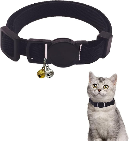 Breakaway Cat Collar with Bell, Safety Buckle Kitten Collar, Elastic Strech Quick Release, Adjustable Lightweight Collars for Girl Boy Cats, Pet Supplies, Accessories, Gifts Black