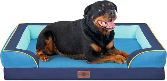 Comfort Expression Orthopedic Dog Bed for Extra Large Dogs 45x35 Inch, Waterproof Egg Crate Foam XL Pet Bed with Removable Bolsters, Dog Couch with Washable Cover & Non-Slip Bottom, New Jersey