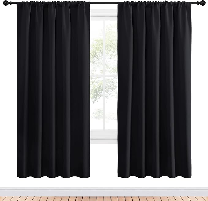 NICETOWN Black Blackout Curtain Blinds