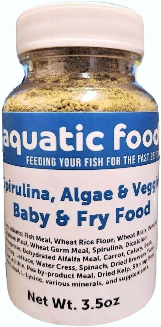 Aquatic Foods Inc. Baby & Fry Food of Spirulina, Algae, Vegetables for Tropicals, Koi & Pond Fish...3.5oz Bottle