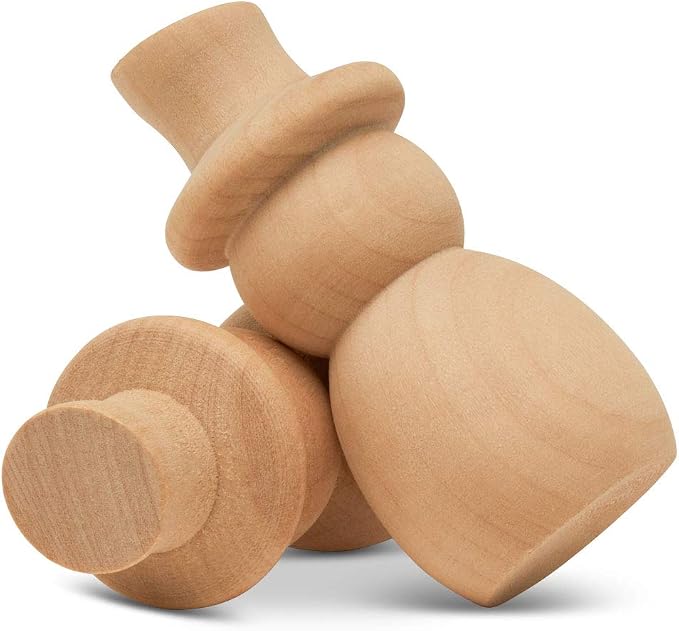 Snowman Peg Dolls 2-13/16 inch, Pack of 25 Wooden Peg Dolls for Christmas Crafting, Nativity Scenes, Holiday Decorations, by Woodpeckers