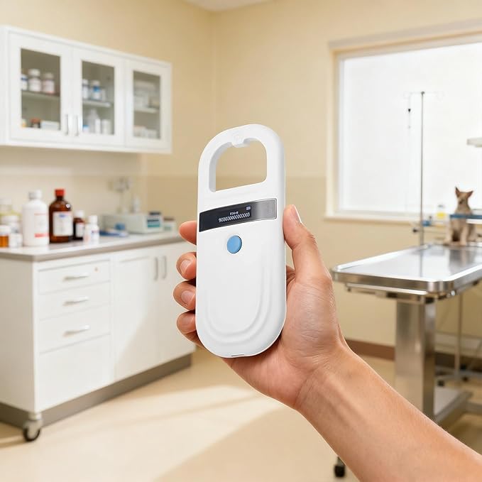 Pet Microchip Scanner, Handheld Reader with OLED Screen, Emid Fdx-B Compatible, 0-5.9 in Reading, Ideal for Pet Id Tracking