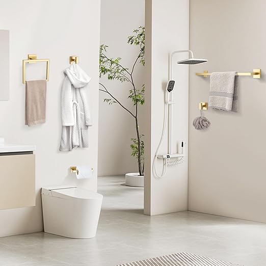 YACVCL Towel Bar Set 10-Piece Brushed Gold Bathroom Hardware Set, Gold Bathroom Accessories Set,23.6 Inch Towel Holder-Towel Racks Set for Bathroom Stainless Steel Wall Mounted