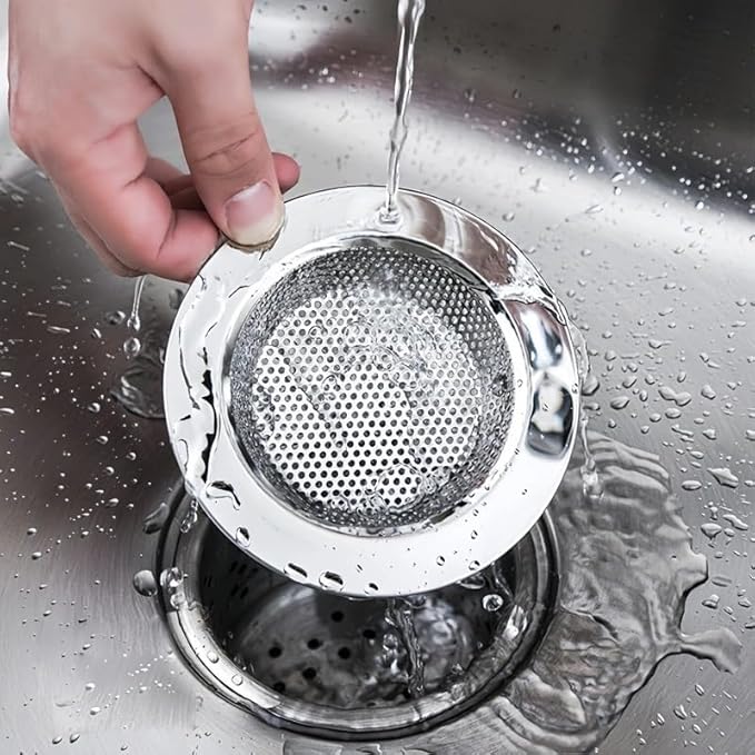 Kitchen Sink Strainer Basket Stainless Steel - Sink Drain Cover with Wide Rim, for Most Kitchen Sinks Anti-Clogging 4.5 in (4pc Silver)