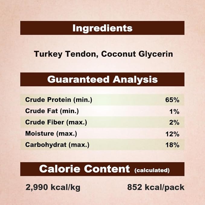 A Freschi srl Turkey Tendons for Dogs, USA-Sourced, Healthy Dog Treats, Rawhide-Free Puppy Chews, Long Lasting, All Natural, Hypoallergenic Dog Treats for Large Breeds, 10 oz Pack Variety (L)