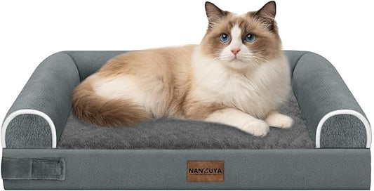 Small Dog Bed Orthopedic Washable: Beds Bolster Small Sized Dogs Cats Bed Egg Crate Foam Couch Sofa Waterproof with Removable Cover - Dark Grey